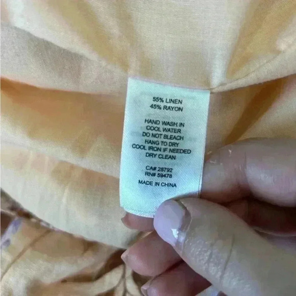 House of Harlow Peach Linen Blend Smocked floral Peasant Maxi Dress in size XS - Picture 6 of 6